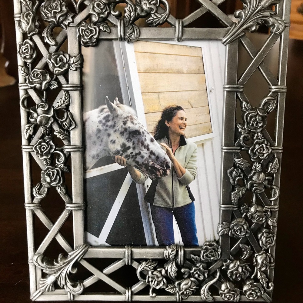 Pewter Lattice Floral Photo Frame 3 1/2” x 5”
